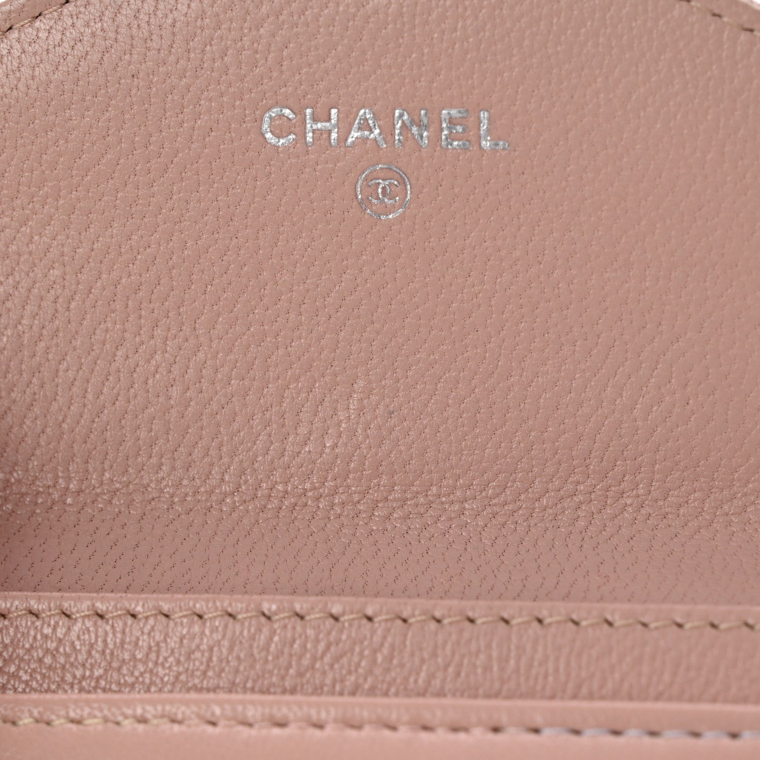 Chanel Lambskin Chevron Quilted Card Holder Light Pink 10 of 13