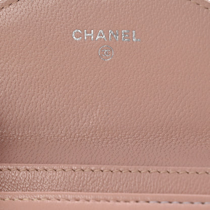 Chanel Lambskin Chevron Quilted Card Holder Light Pink 10 of 13
