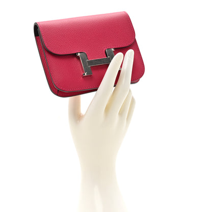 Hermes Evercolor Verso Constance Slim Wallet Framboise Rouge Sellier 2 of 12