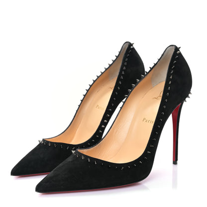Christian Louboutin Veau Velours Anjalina 100 Pumps 42 Black Gun 3 of 8
