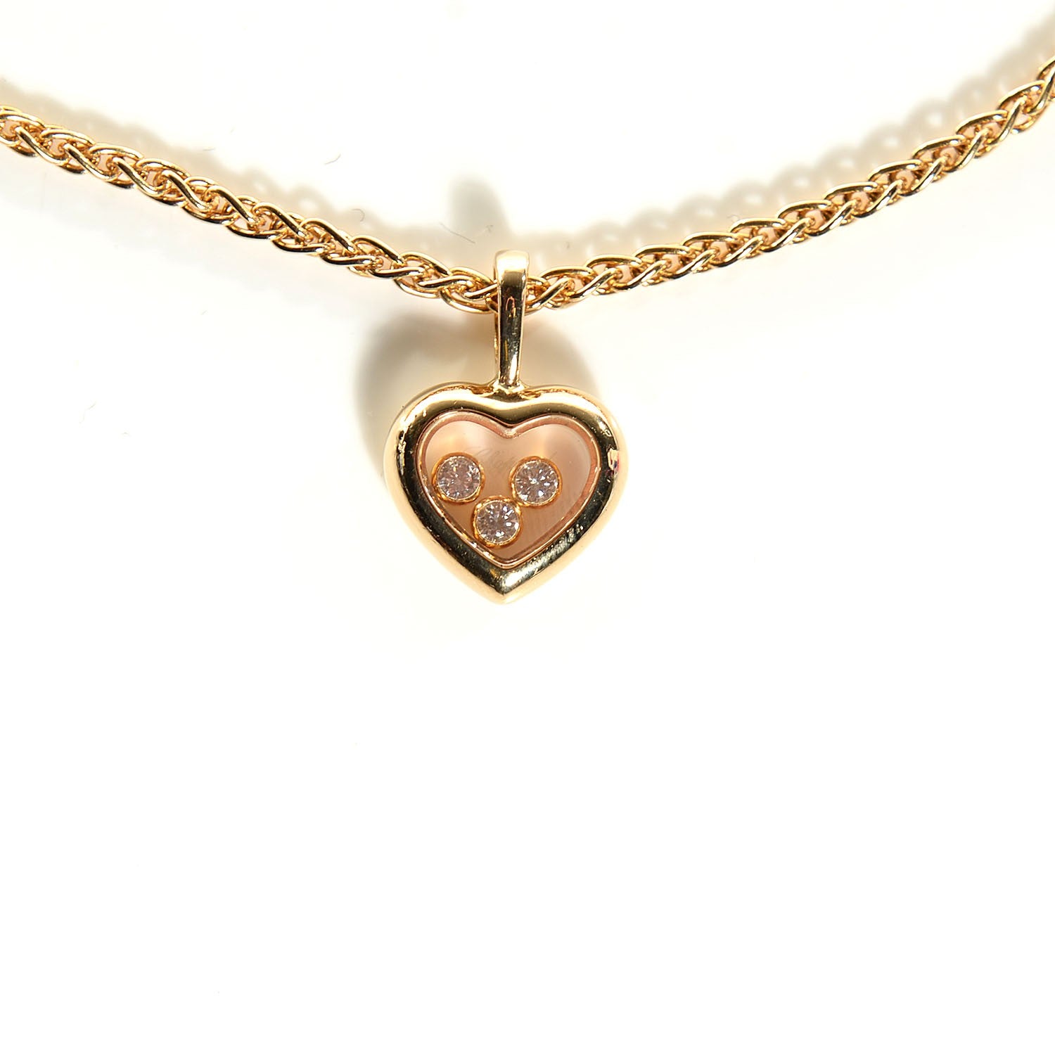 Chopard 18K Yellow Gold Happy Diamonds Icons Heart Pendant Necklace 3 of 5