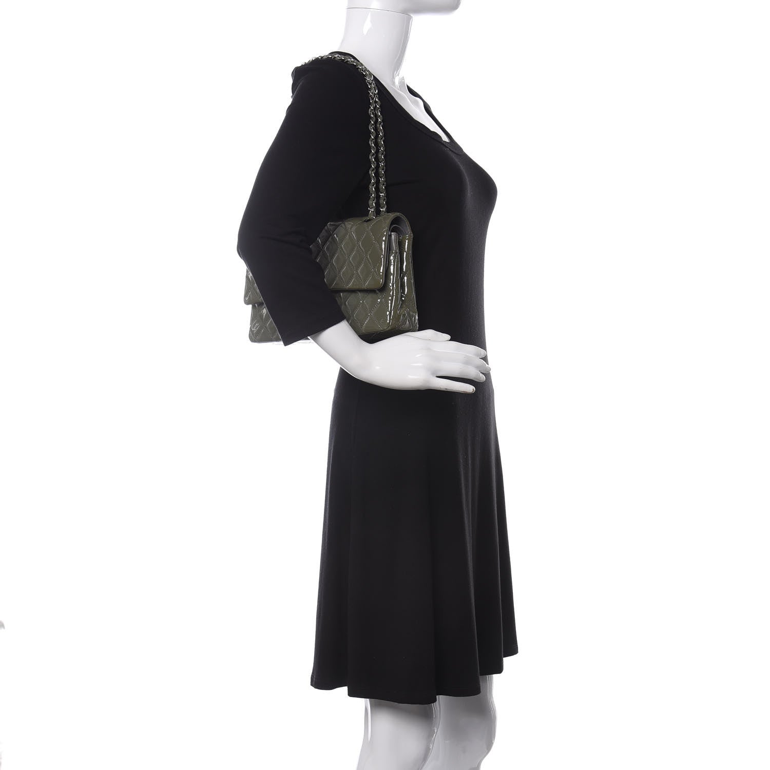 Chanel Patent Calfskin Quilted Medium Double Flap Grey 2 of 11