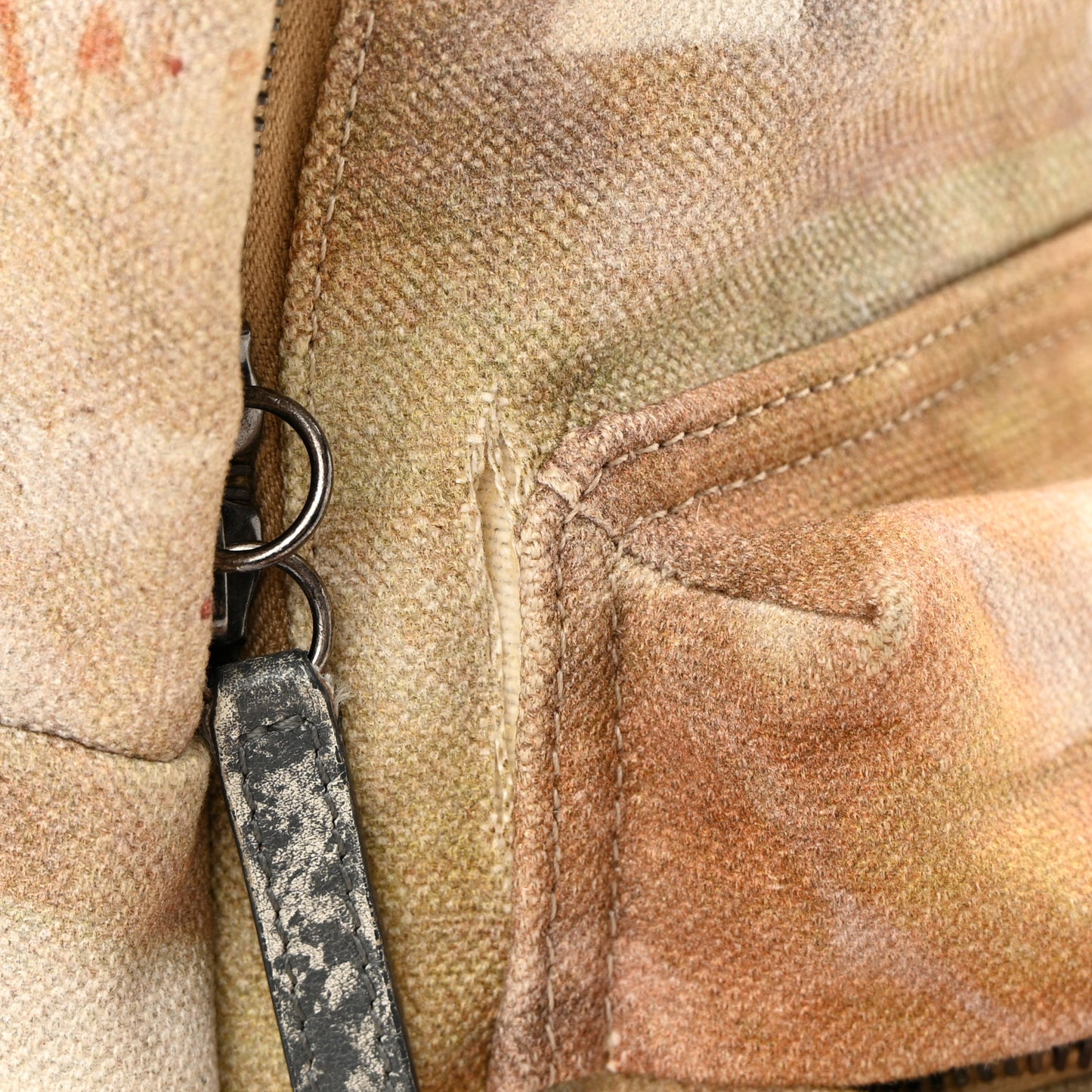 Graffiti Printed Canvas Medium Backpack Beige