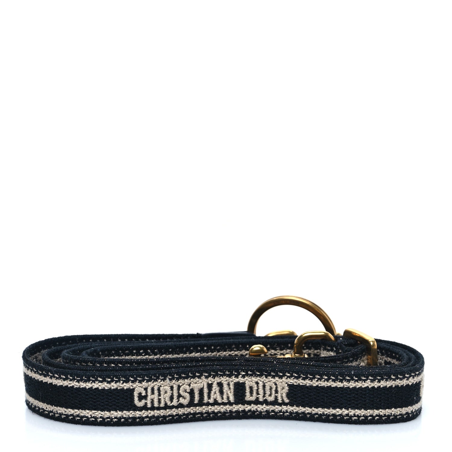 Christian Dior Canvas Embroidered Key Chain Shoulder Strap Black White 2 of 3