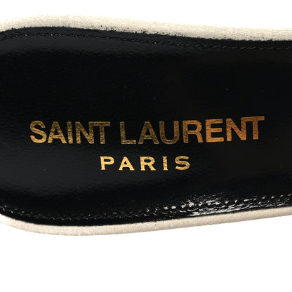 Saint Laurent Grain De Poudre Tribute 85 Slide Studded Sandals 35.5 Off White 8 of 9