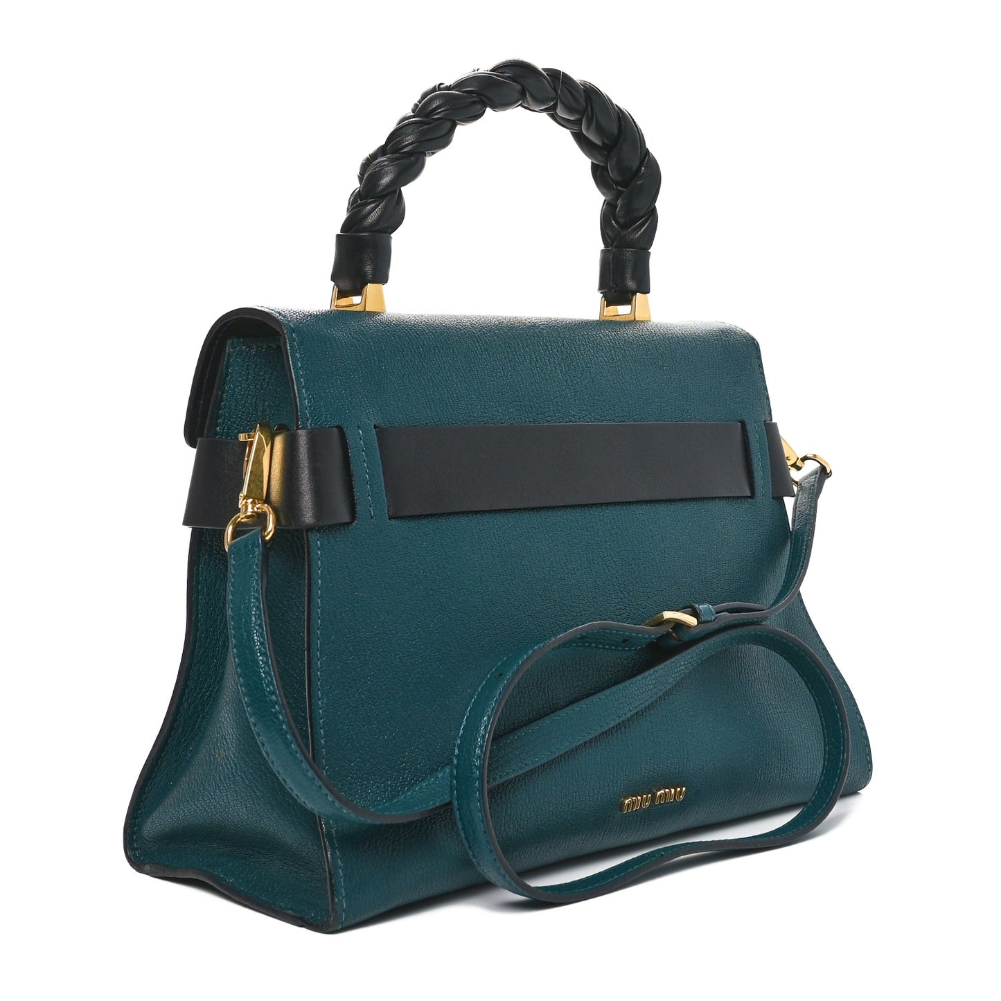 Goatskin Madras Click Top Handle Petrolio Black