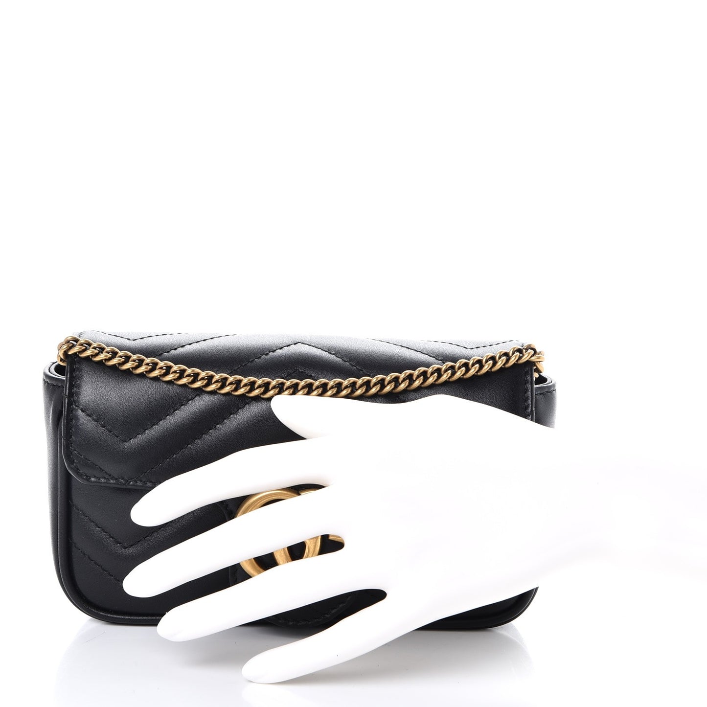 Calfskin Matelasse Super Mini GG Marmont Shoulder Bag Black