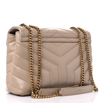 Saint Laurent Calfskin Y Quilted Monogram Small Loulou Chain Satchel Dark Beige 2 of 10