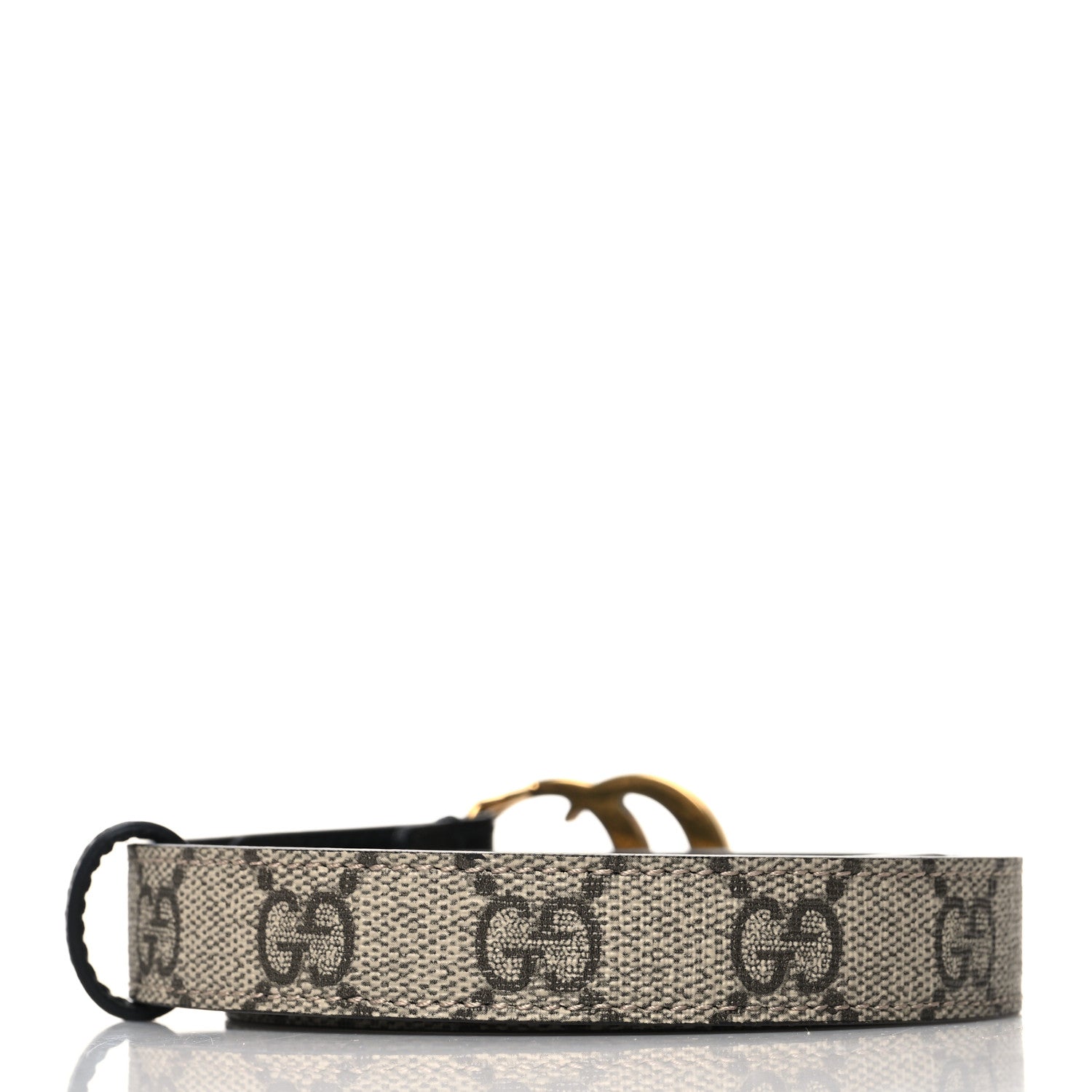 Gucci GG Supreme Monogram Matte Plutone Calfskin Double G 20mm Belt 75 30 Beige Ebony Black 2 of 5