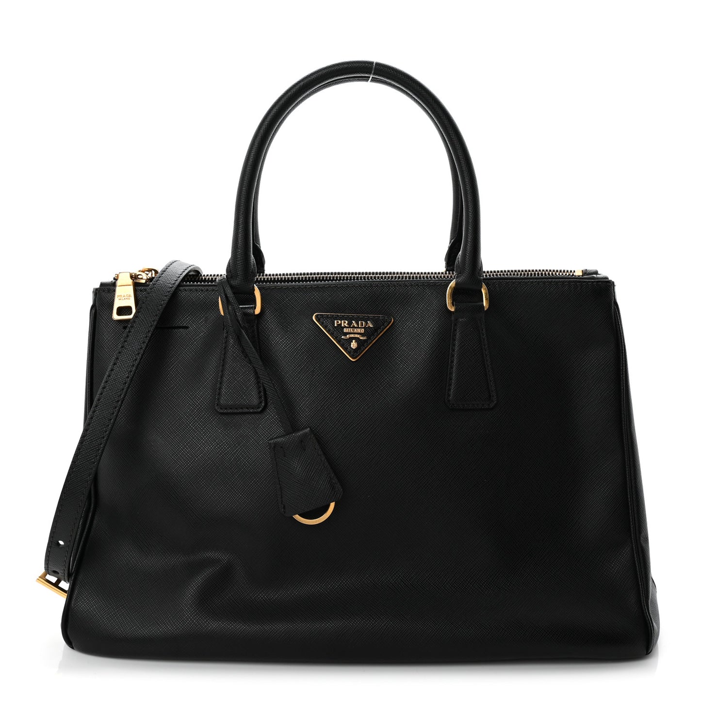 Saffiano Medium Galleria Double Zip Tote Black