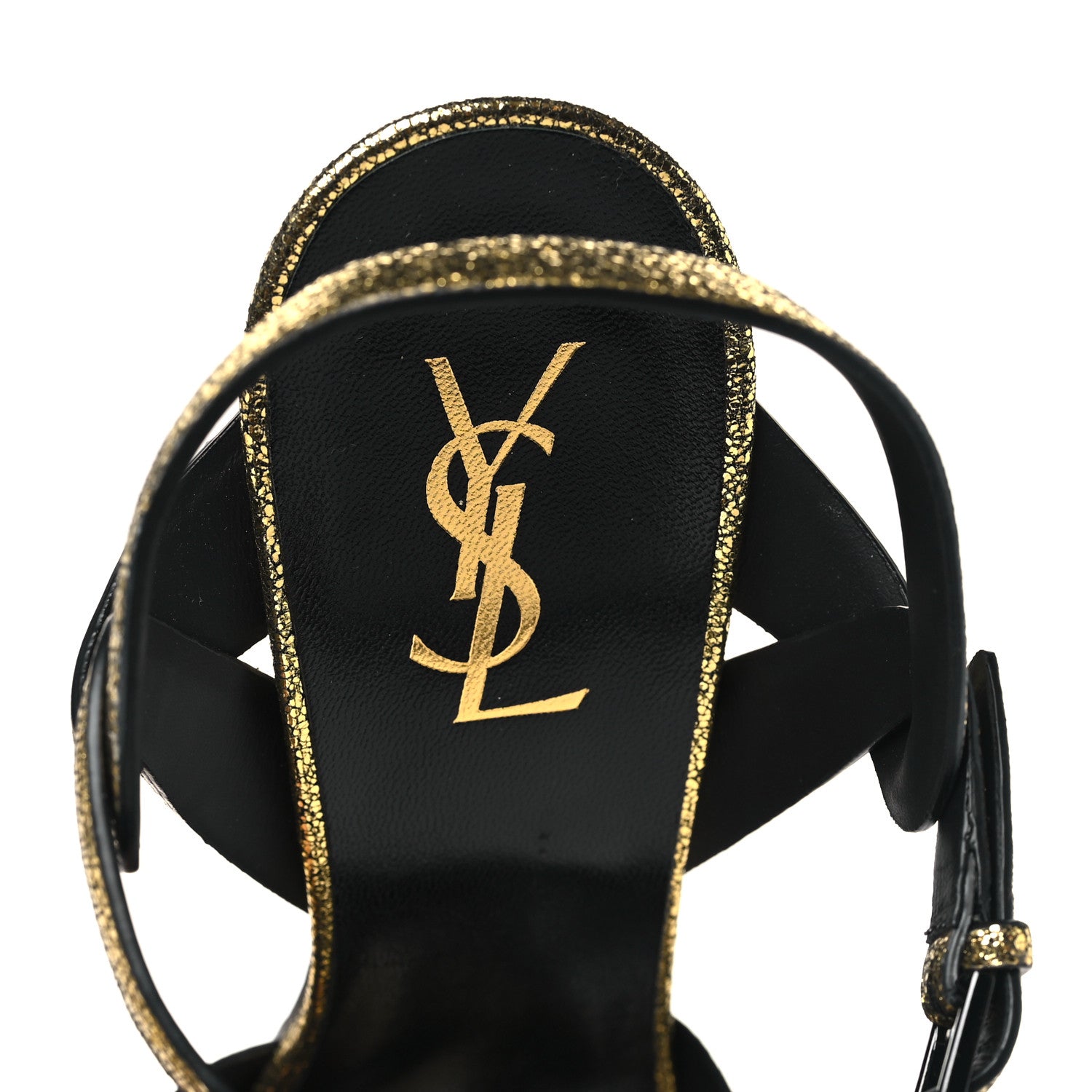 Saint Laurent Metallic Crackled Calfskin Tribute 105 Platform Sandals 41 Gold 7 of 9