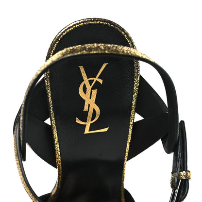 Saint Laurent Metallic Crackled Calfskin Tribute 105 Platform Sandals 41 Gold 7 of 9
