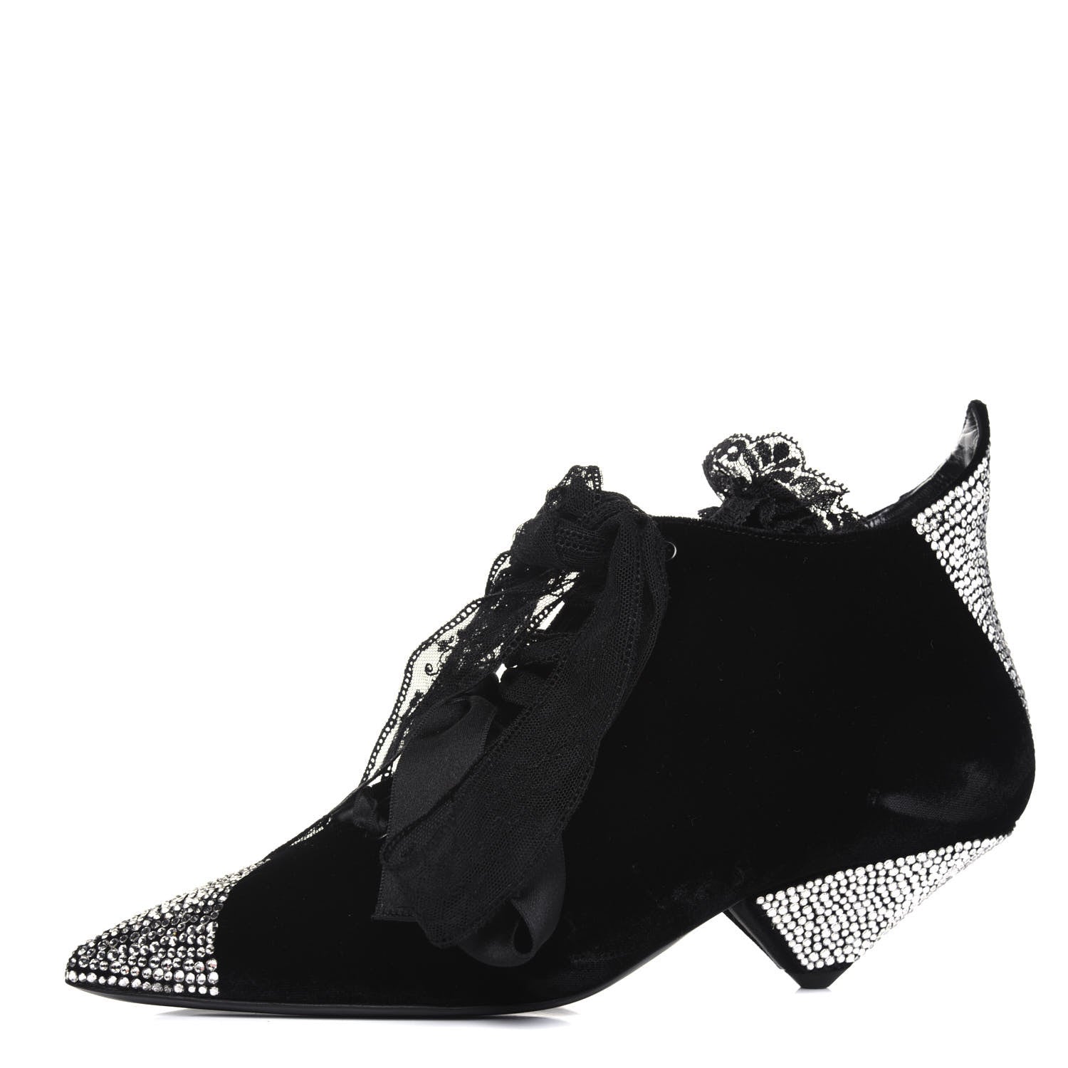 Saint Laurent Velluto Master Crystal Embellished Blaze 45 La Strass Ankle Boots 39 Black 1 of 9