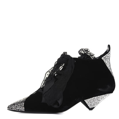 Saint Laurent Velluto Master Crystal Embellished Blaze 45 La Strass Ankle Boots 39 Black 1 of 9