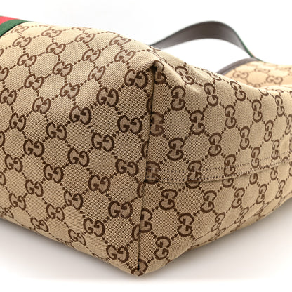 Gucci GG Monogram Web Large Giglio Tote Beige Brown 10 of 11