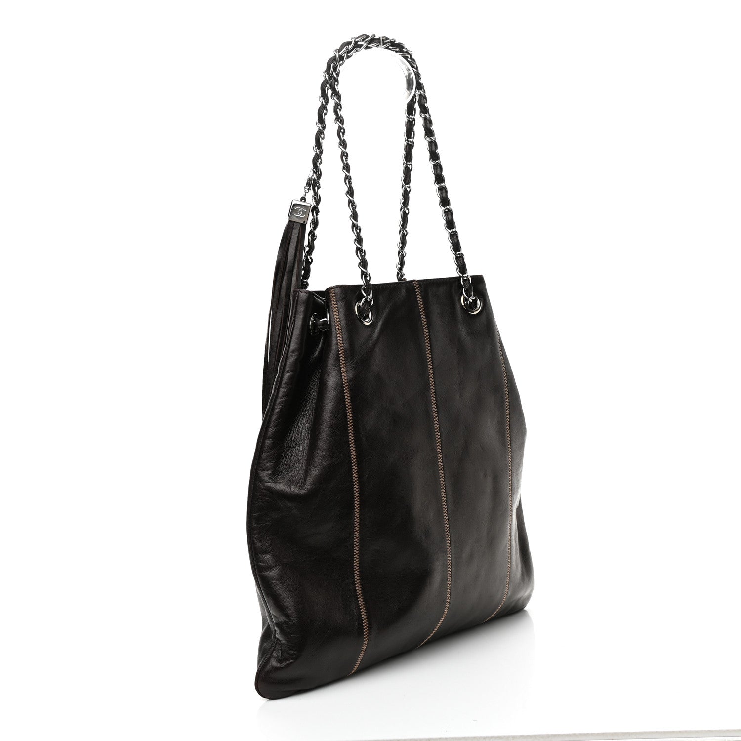 Chanel Lambskin Satin Reversible Sac Cordon Black 3 of 9