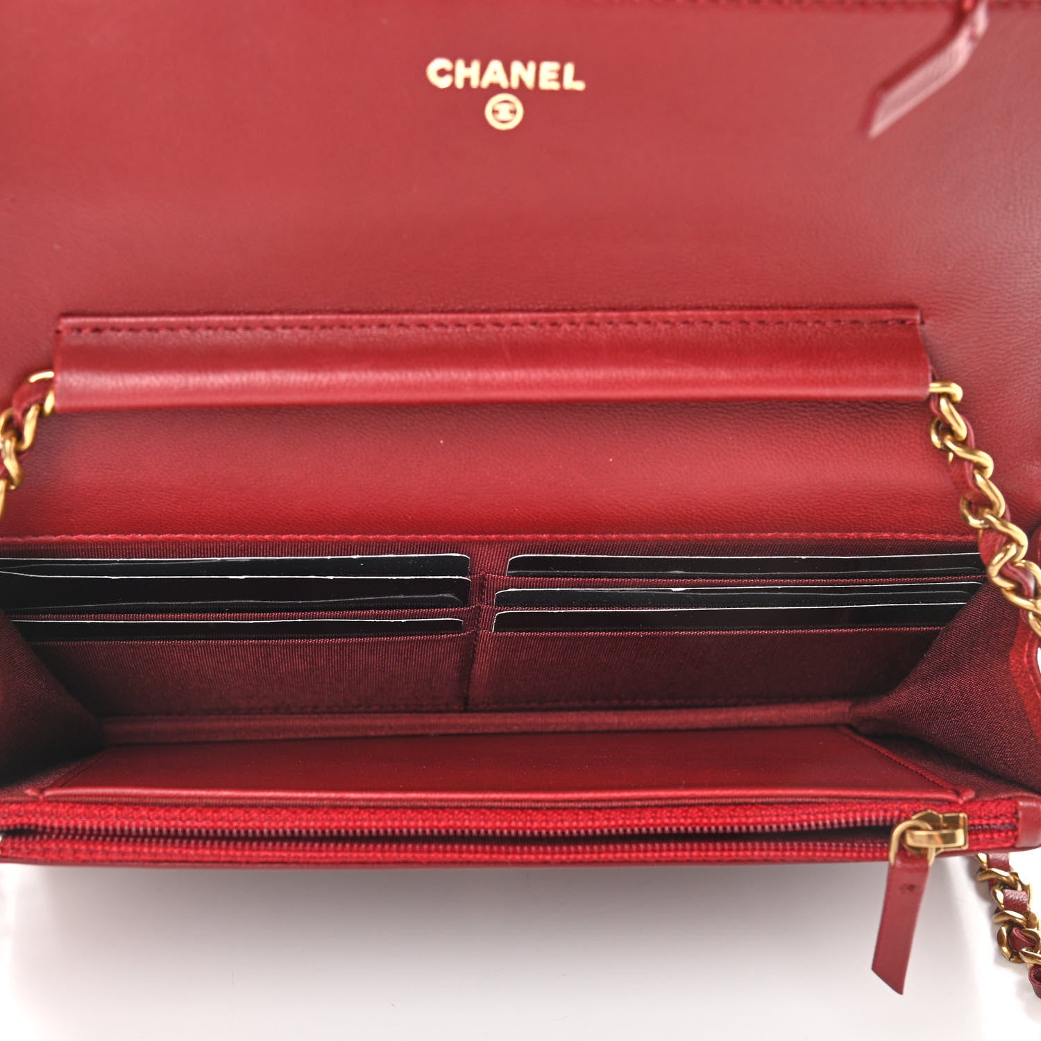 Chanel Lambskin Quilted Boy Wallet On Chain WOC Dark Red 4 of 10