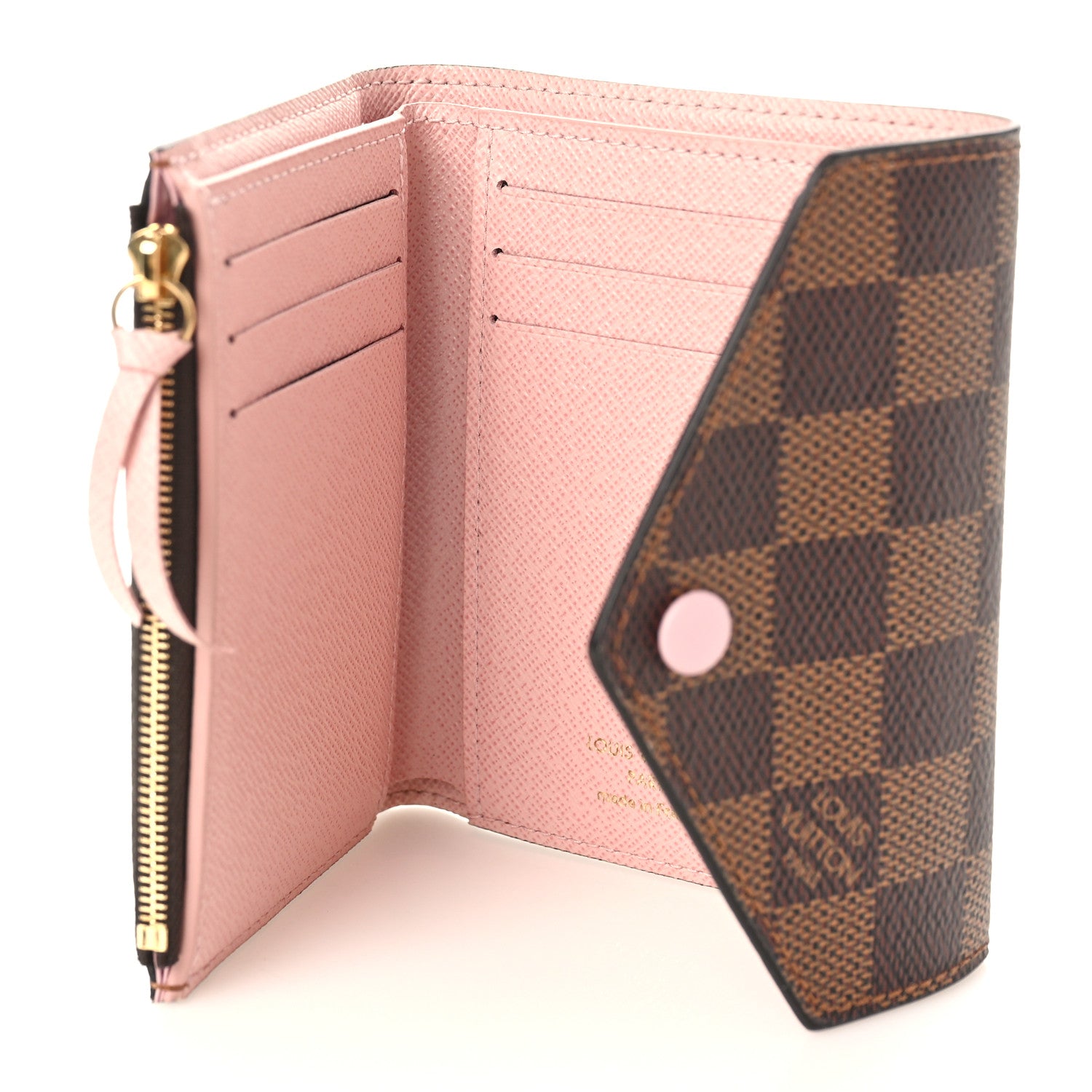 Louis Vuitton Damier Ebene Victorine Wallet Rose Ballerine 5 of 7