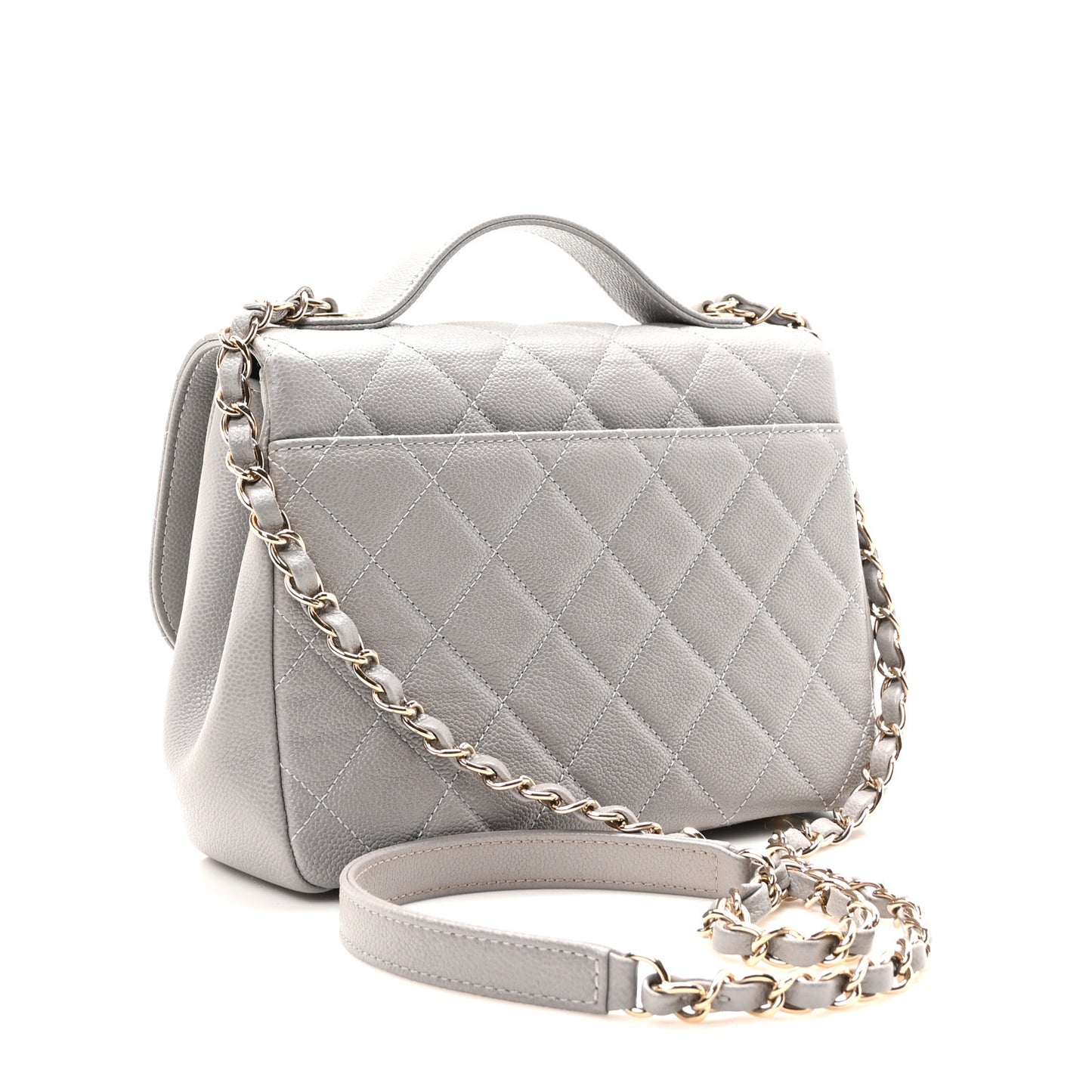 Caviar Quilted Medium Business Affinity Flap Grey