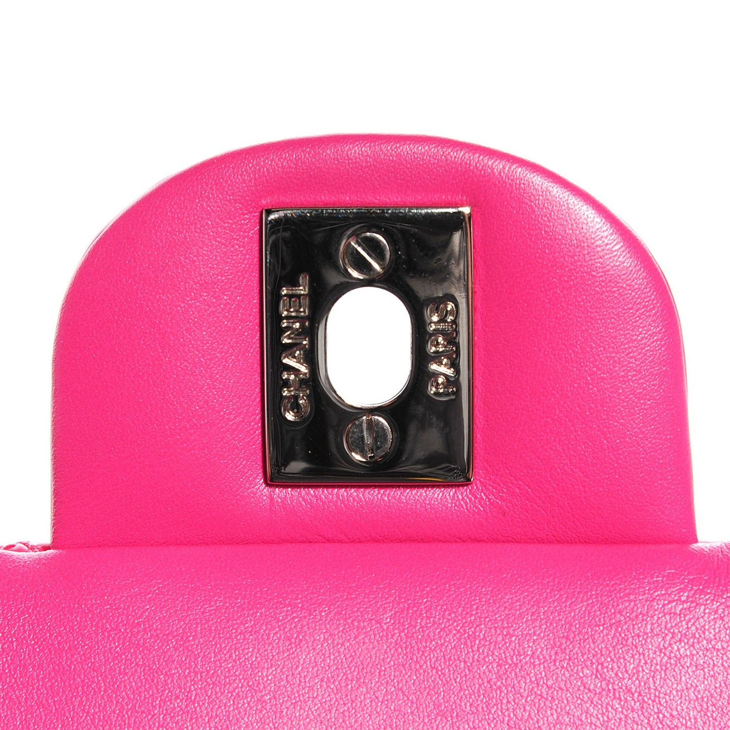Patent Quilted Mini Rectangular Flap Fuchsia