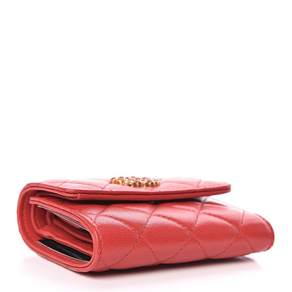 Chanel Lambskin Quilted 19 Flap Wallet Red 4 of 9
