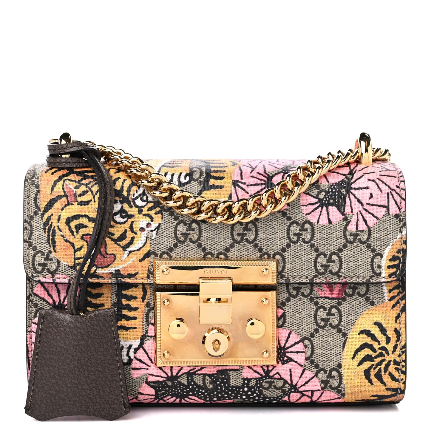 GG Supreme Monogram Bengal Small Padlock Shoulder Bag Beige Pink