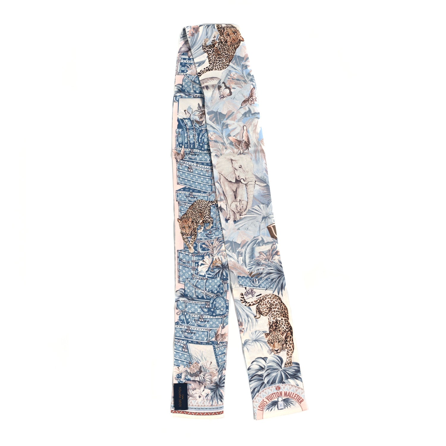 Louis Vuitton Silk Voyage Extraordinaire Bandeau Blue Grey 2 of 5