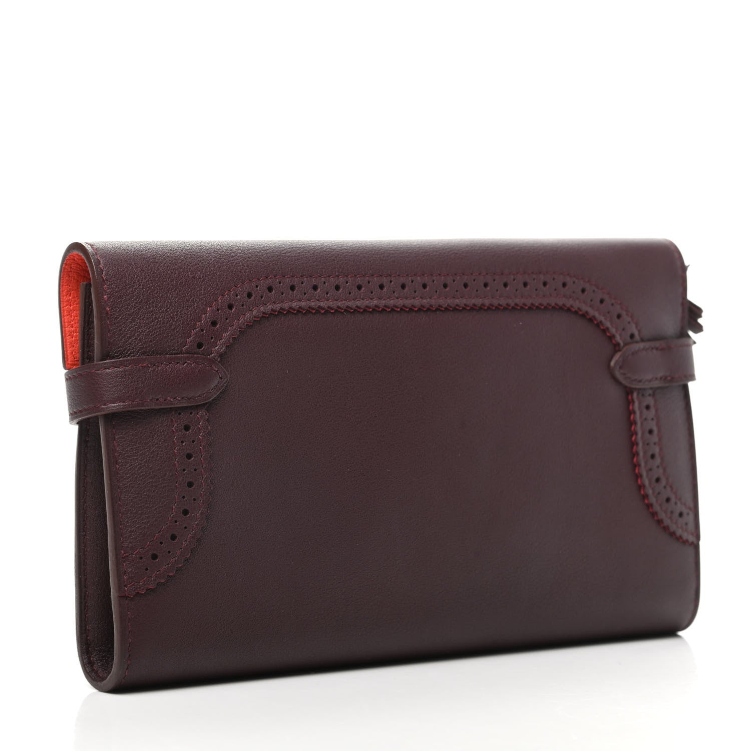 Hermes Swift Ghillies Kelly Longue Wallet Bordeaux Orange Poppy 3 of 9