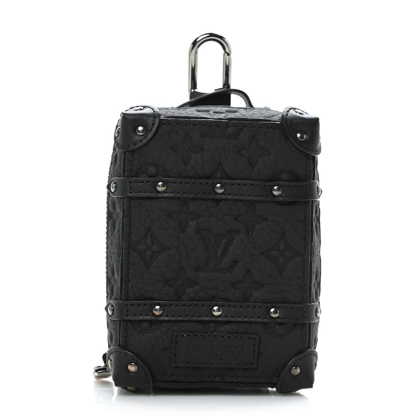 Monogram Taurillon Soft Trunk Backpack Pouch Bag Charm Key Ring Black