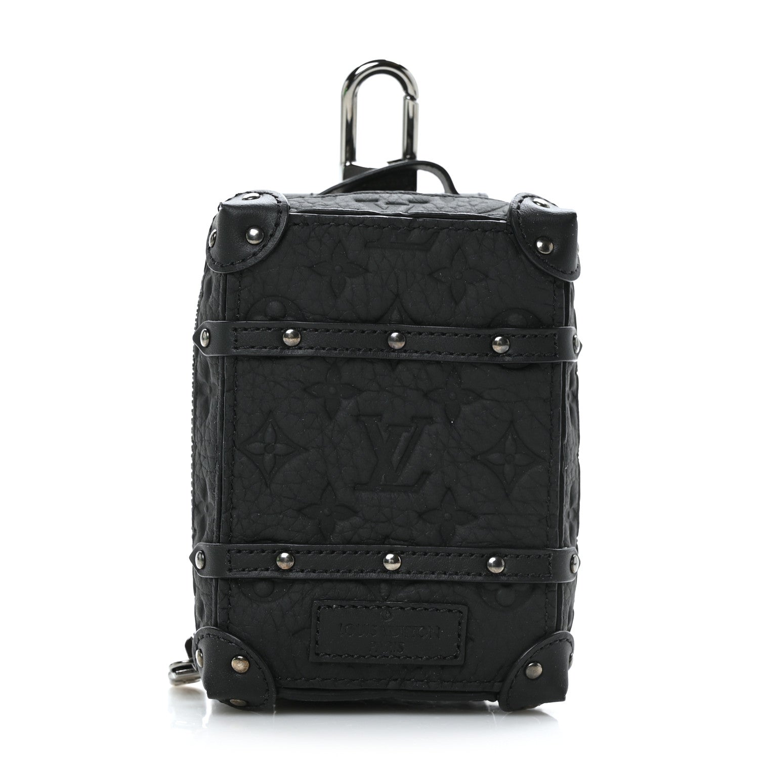 Louis Vuitton Monogram Taurillon Soft Trunk Backpack Pouch Bag Charm Key Ring Black 1 of 8