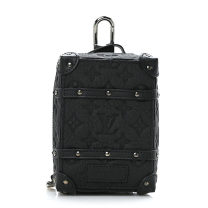 Louis Vuitton Monogram Taurillon Soft Trunk Backpack Pouch Bag Charm Key Ring Black 1 of 8