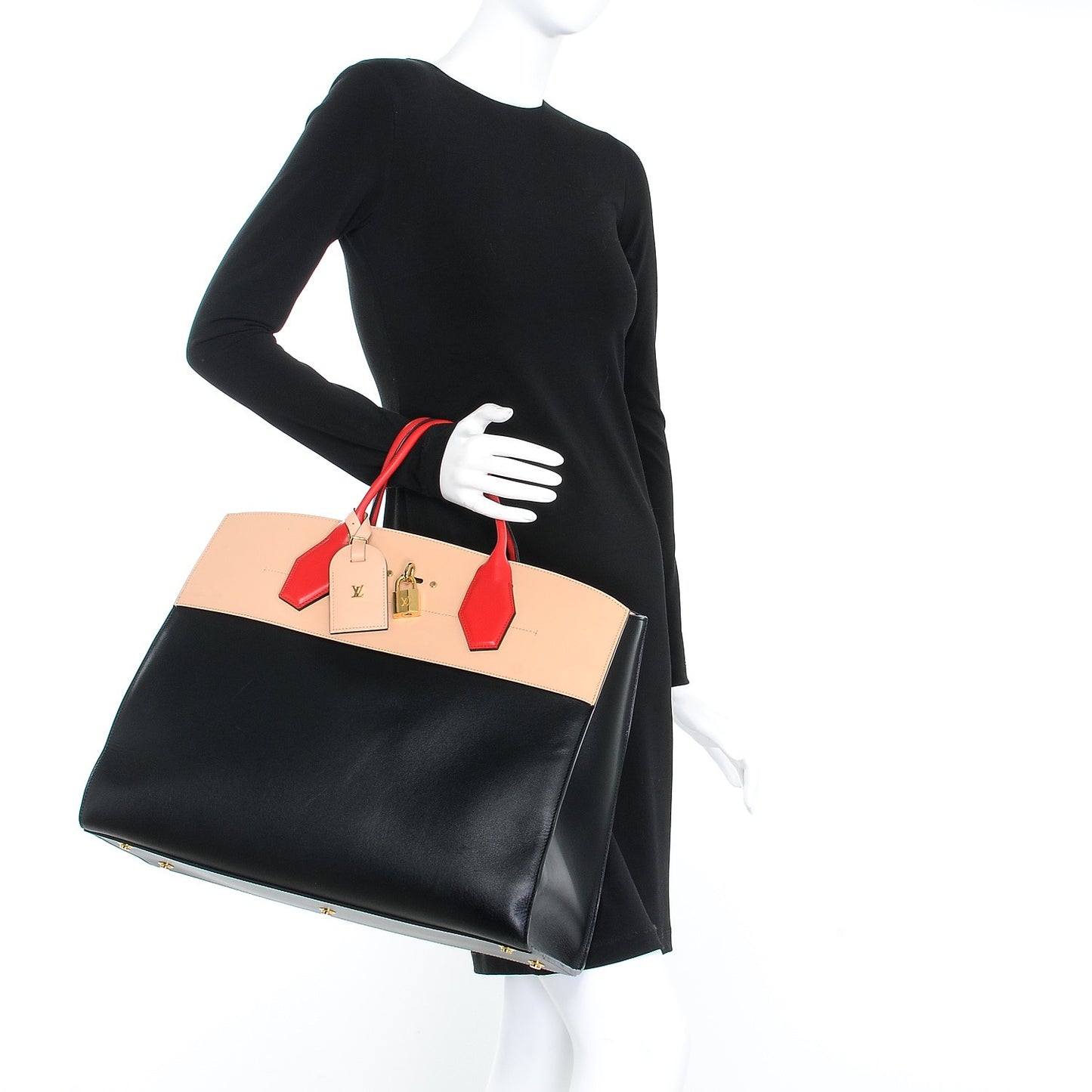 Calfskin City Steamer XL Black Creme Bourgogne