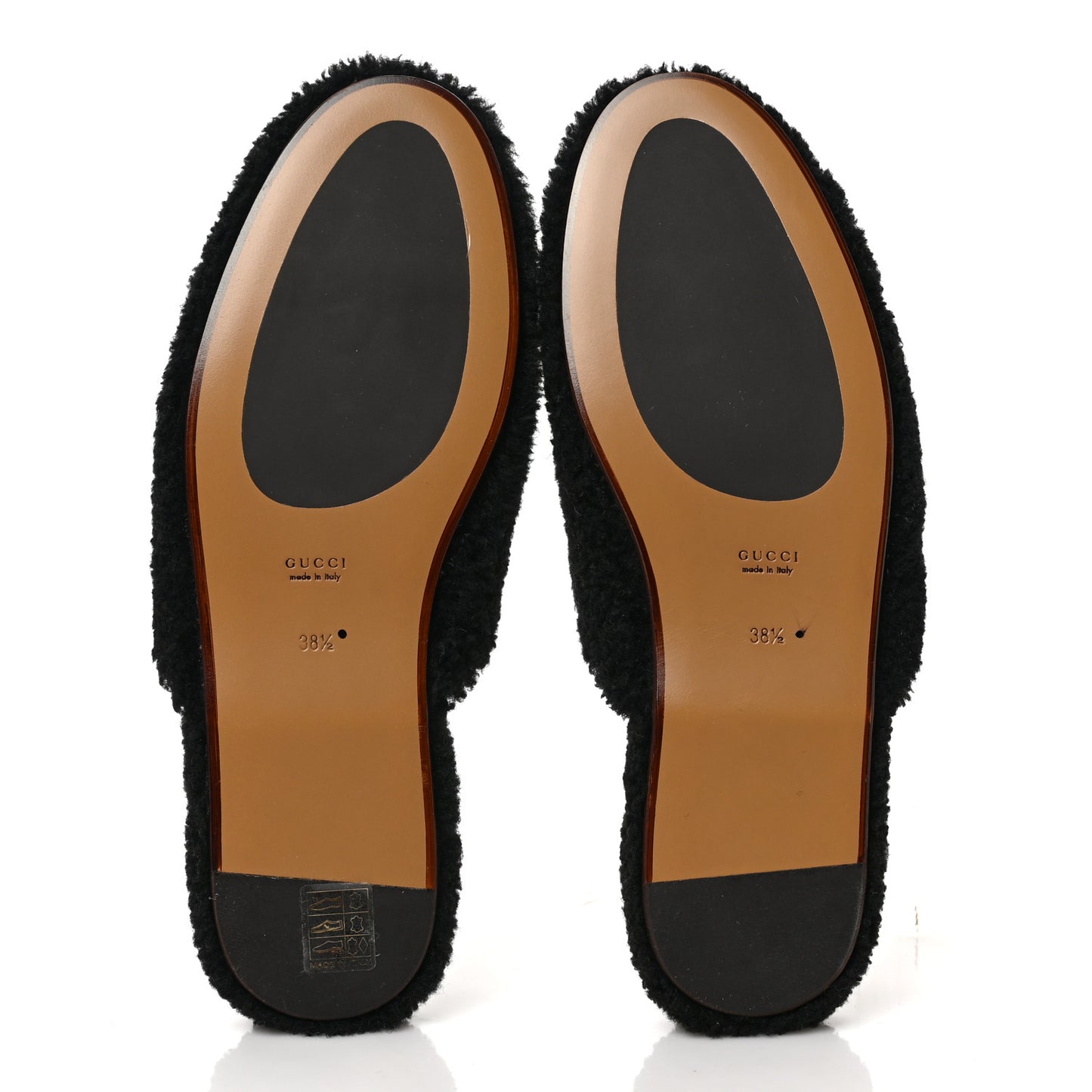 Shearling Interlocking G Womens Eileen Slippers 38.5 Black Butterscotch