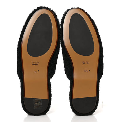 Gucci Shearling Interlocking G Womens Eileen Slippers 38.5 Black Butterscotch 5 of 8