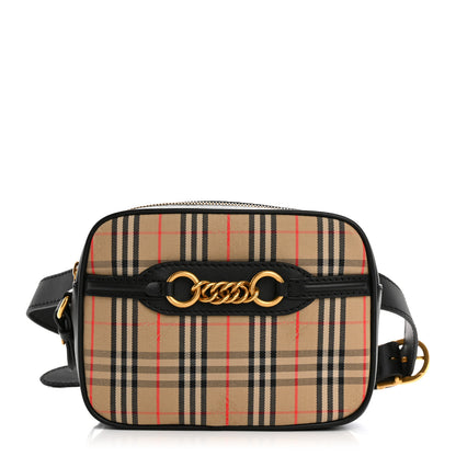 Burberry Smooth Calfskin 1983 Knight Check Link Bum Bag Black 1 of 10