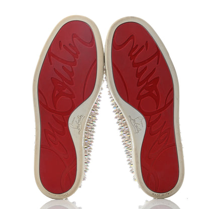 Christian Louboutin Glitter Spikes Womens Roller Boat Flat 37.5 Silver 4 of 5