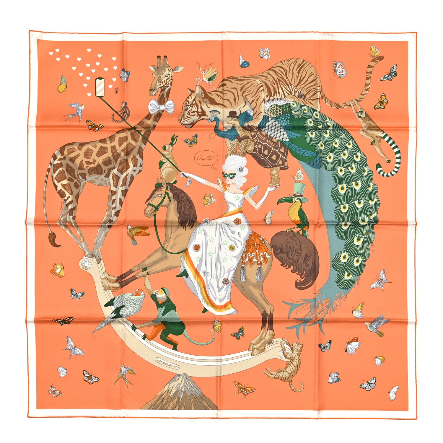 Hermes Silk Story 90 Scarf Abricot Beige Vert 1 of 7