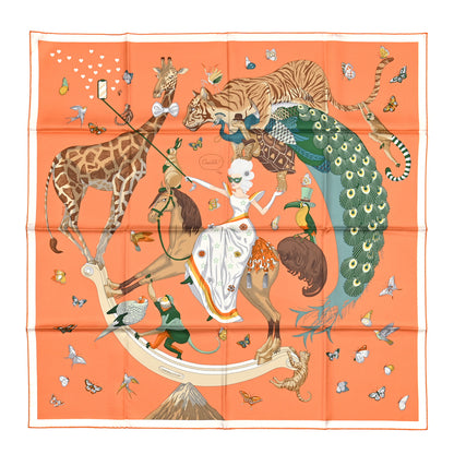 Hermes Silk Story 90 Scarf Abricot Beige Vert 1 of 7