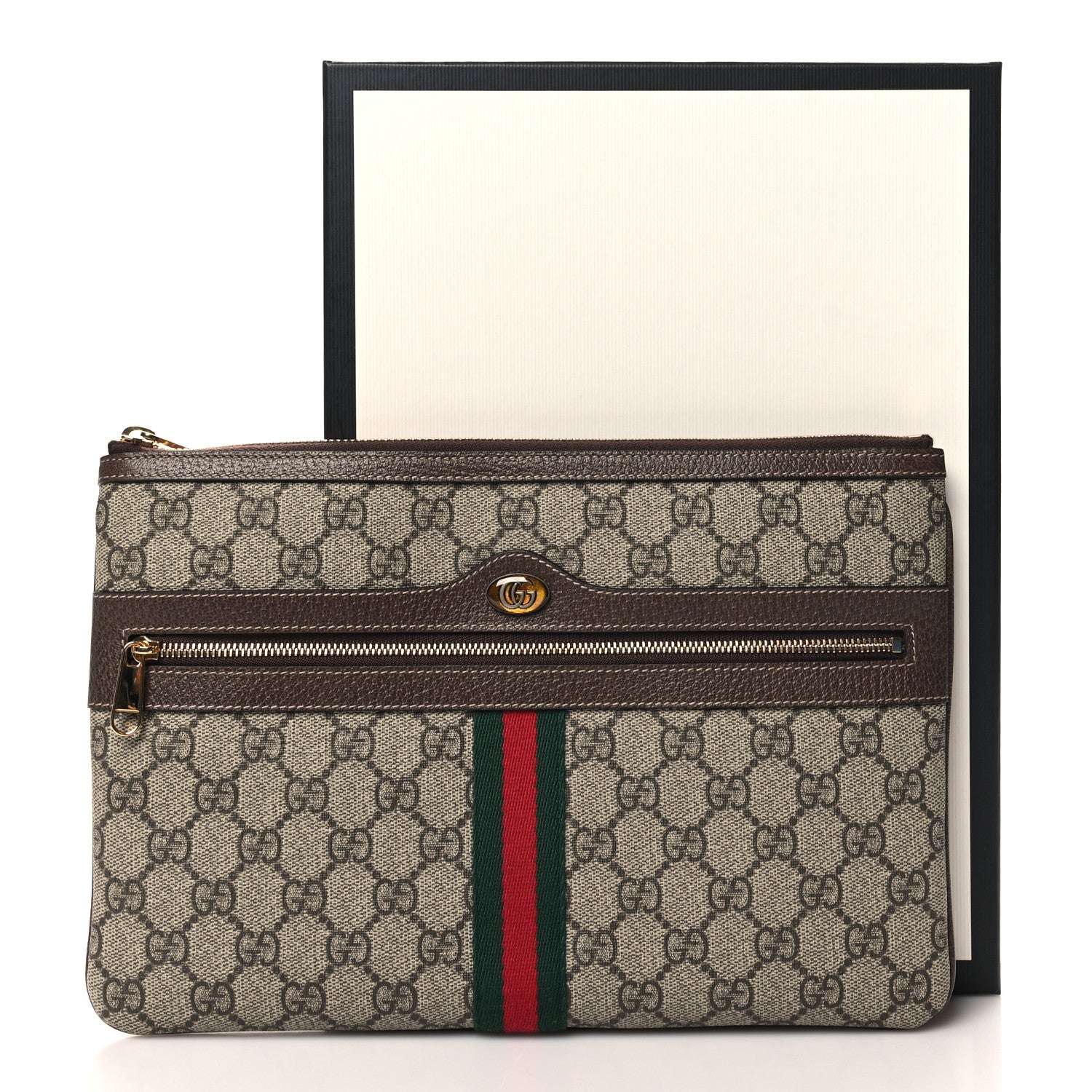 Gucci GG Supreme Monogram Large Ophidia Pouch Clutch Brown 8 of 8