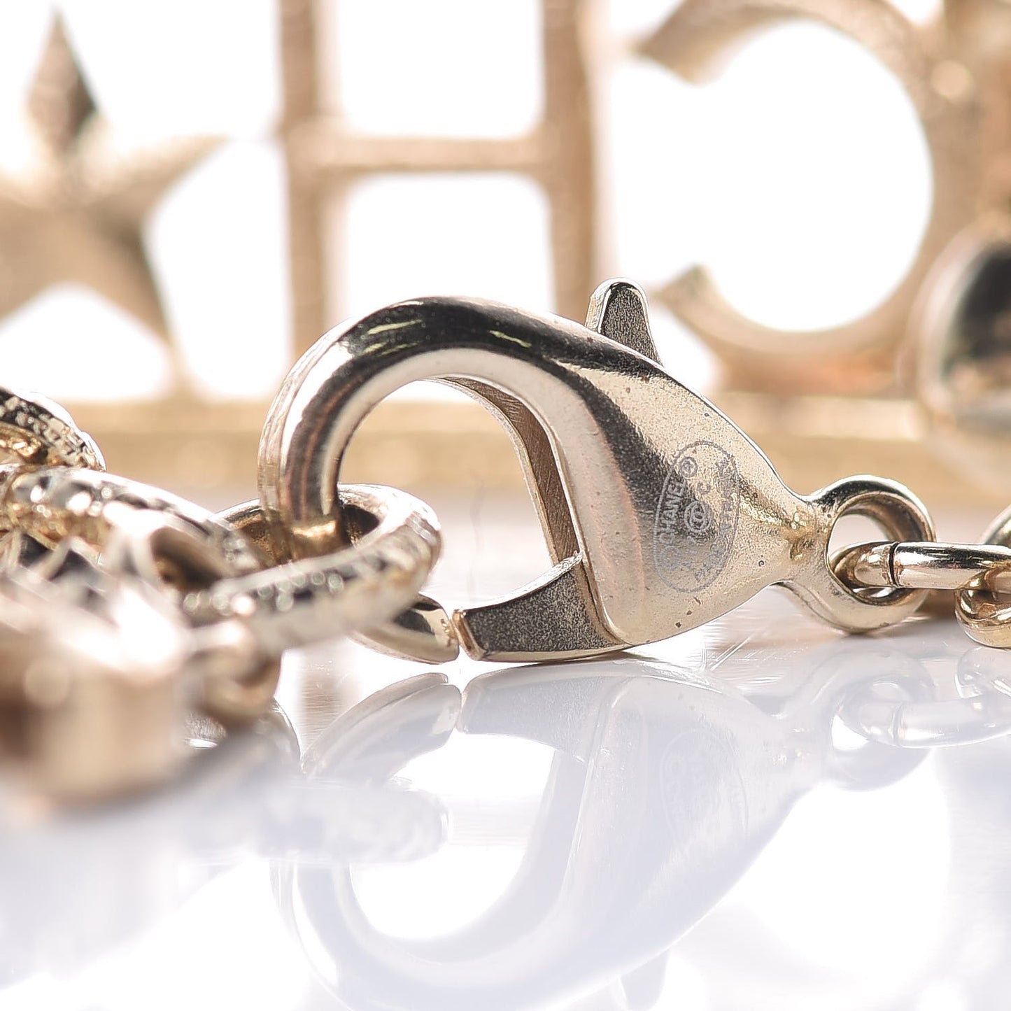 Crystal Chain Logo Bracelet Gold