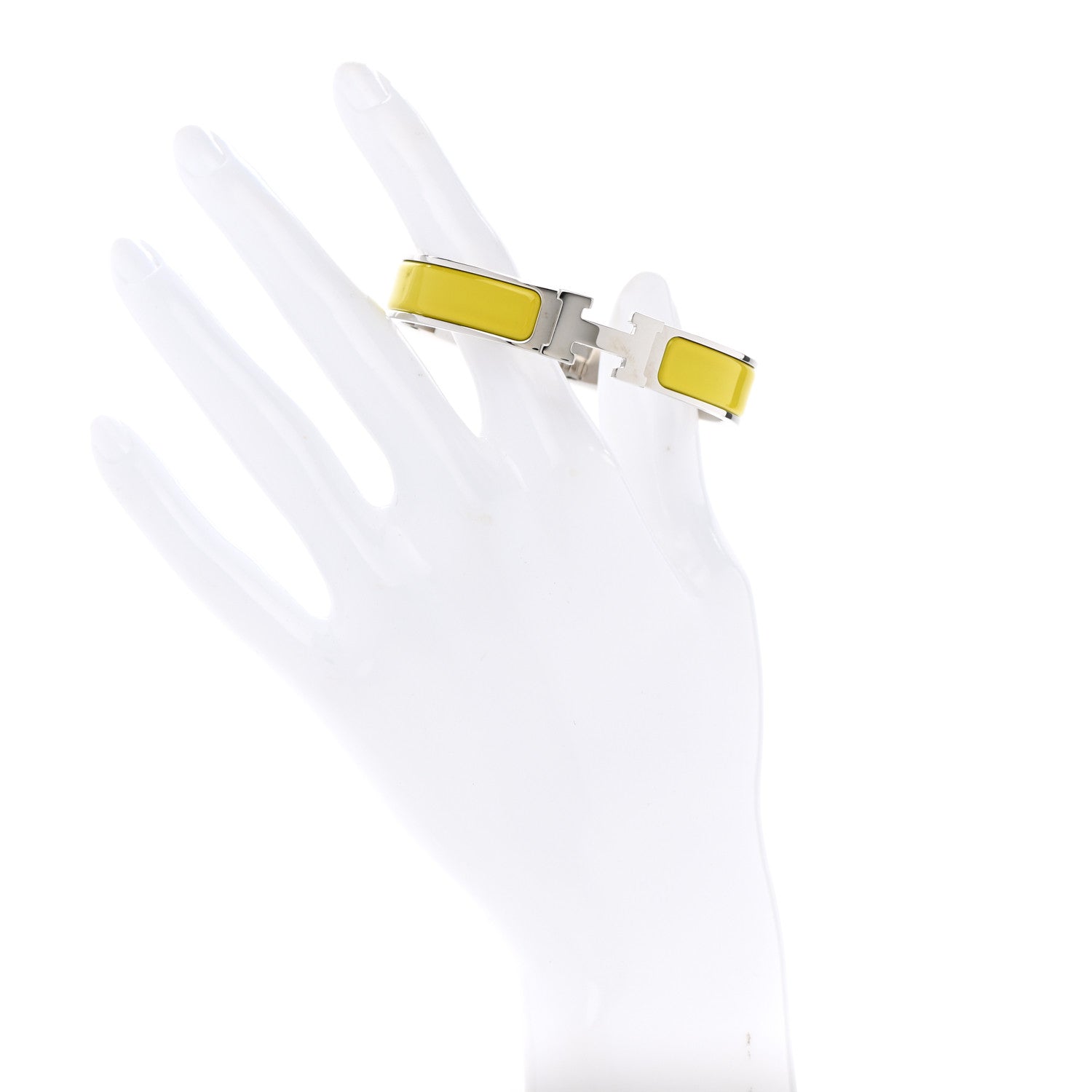 Hermes Enamel Narrow Clic Clac H Bracelet GM Chartreuse 2 of 6