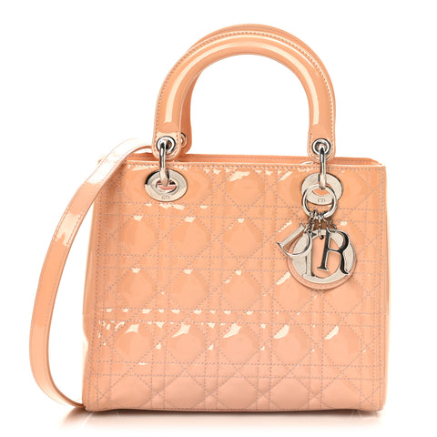 Patent Cannage Medium Lady Dior Rose Clair