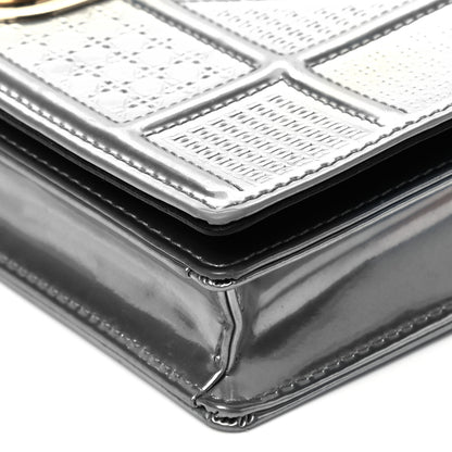 Christian Dior Metallic Patent Micro-Cannage Diorama Wallet on Chain Pouch Silver 8 of 9