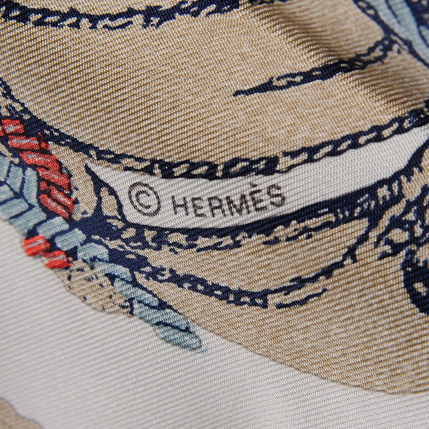 Silk Brides De Gala Scarf 90 Marine Blanc Beige