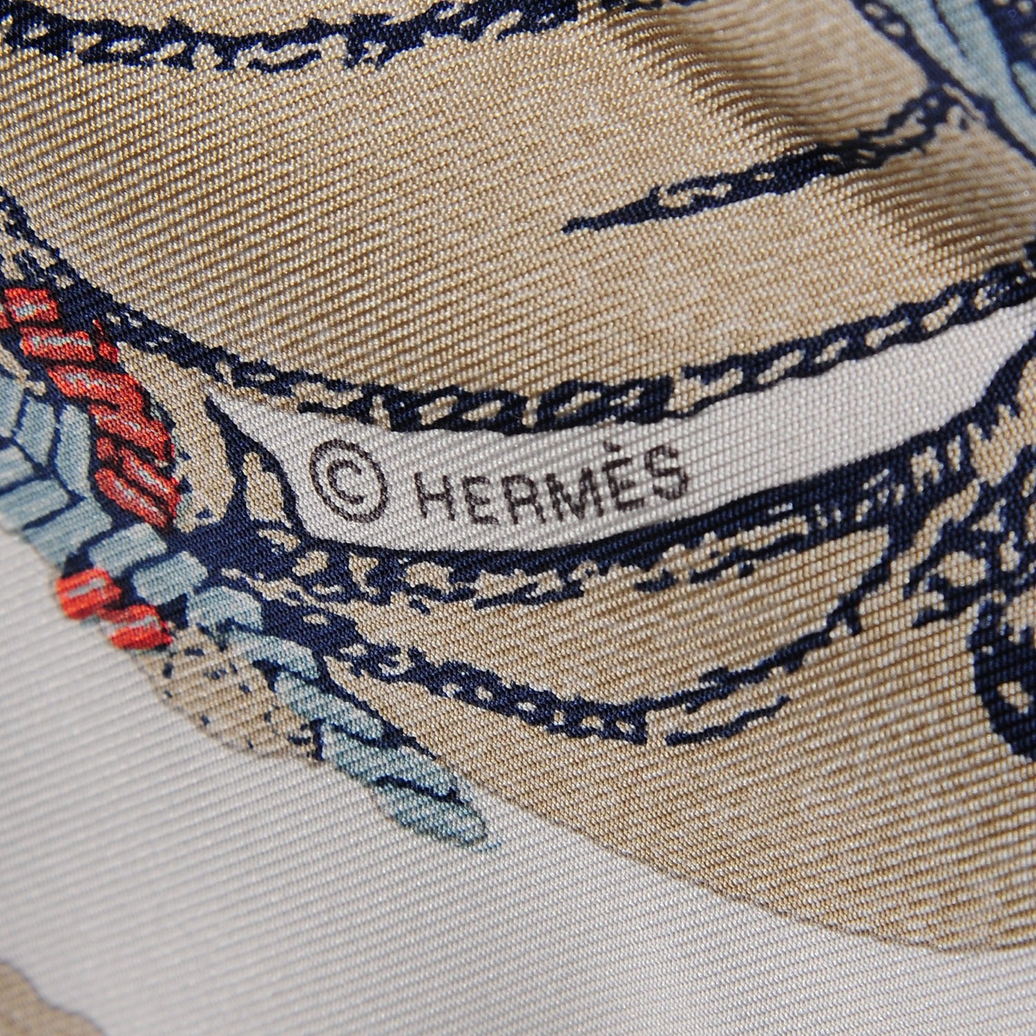 Hermes Silk Brides De Gala Scarf 90 Marine Blanc Beige 4 of 6