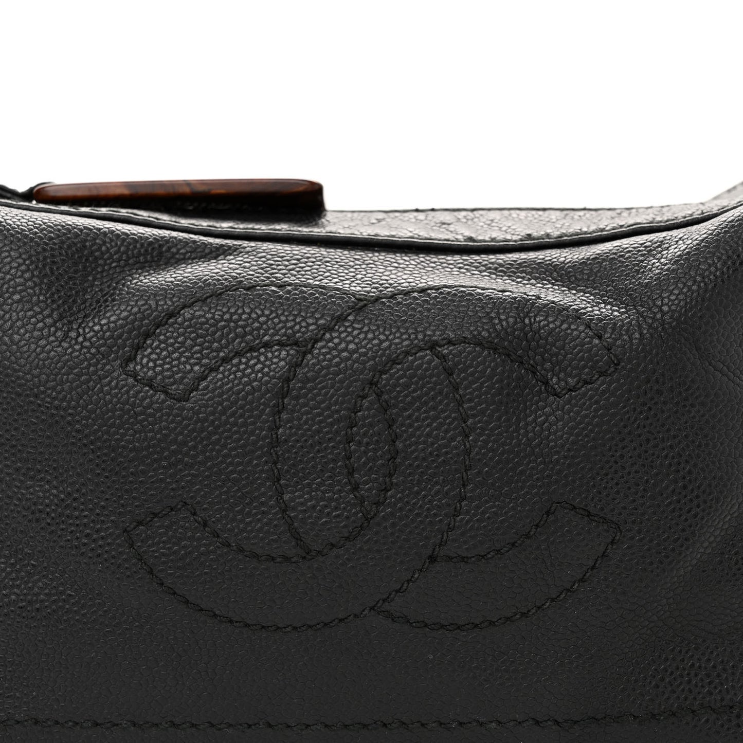 Caviar CC Wood Chain Hobo Black