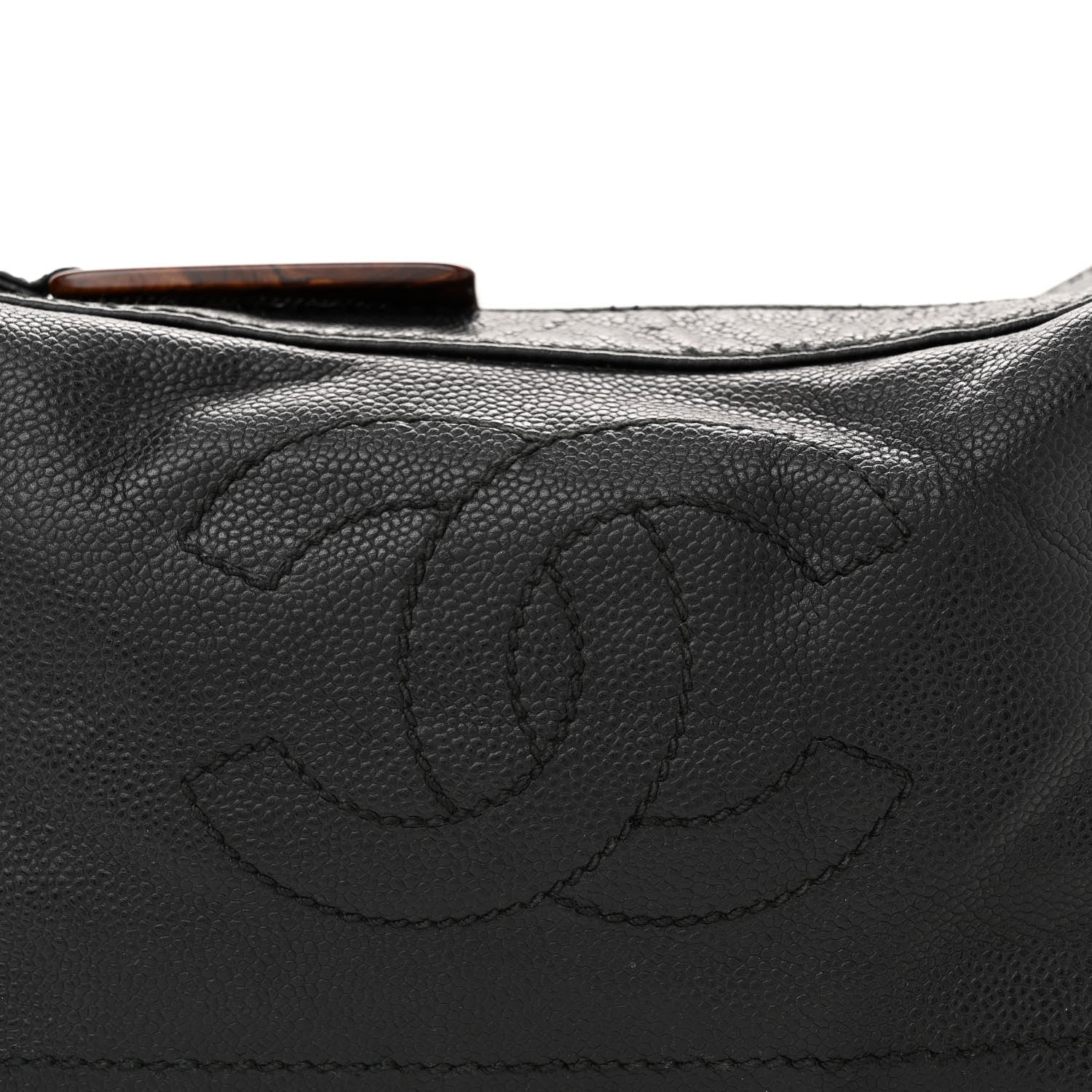 Chanel Caviar CC Wood Chain Hobo Black 8 of 15
