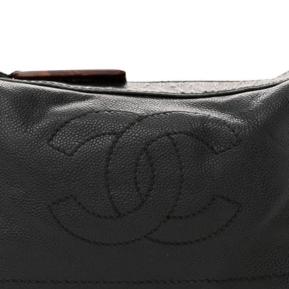 Chanel Caviar CC Wood Chain Hobo Black 8 of 15