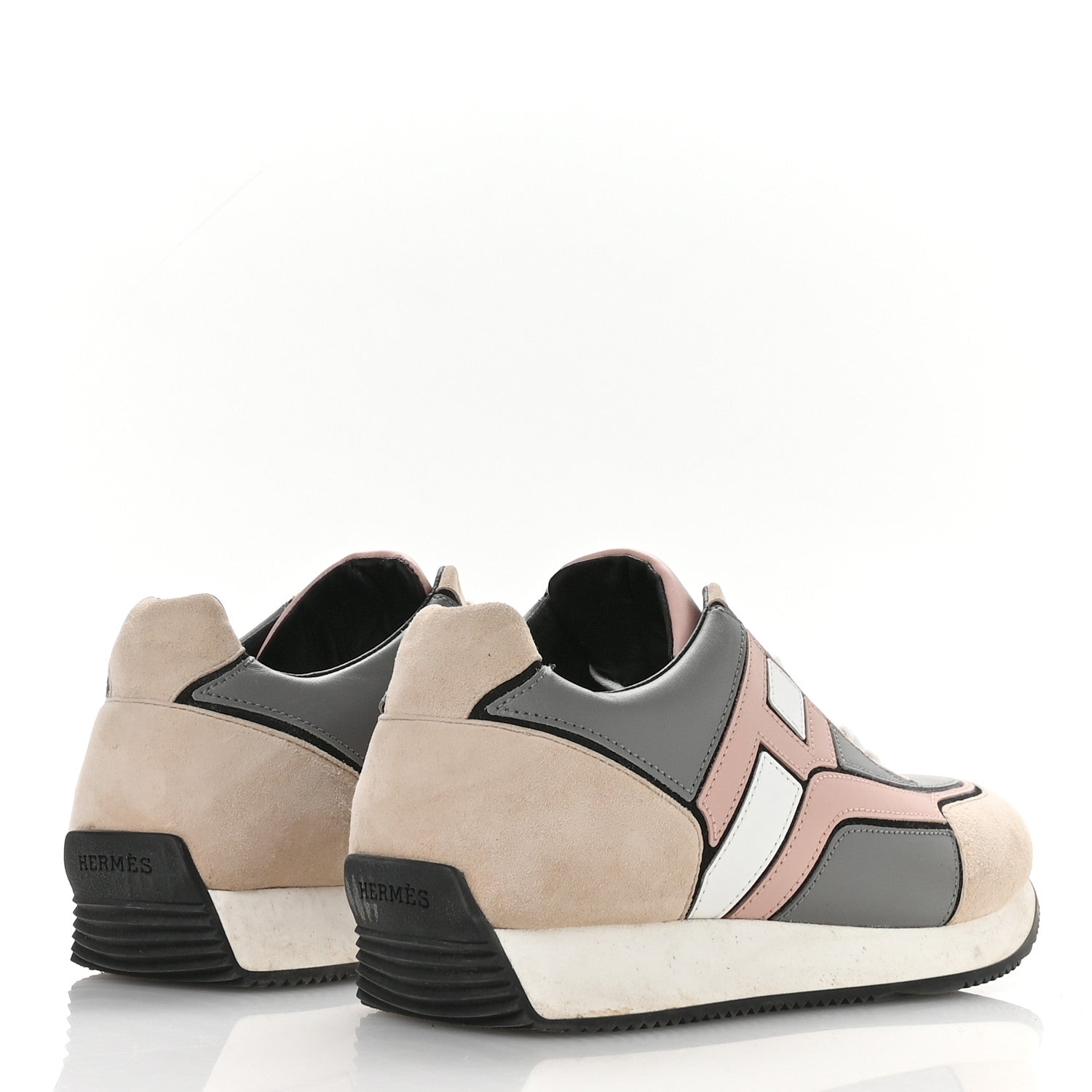 Hermes Calfskin Suede Goatskin Womens Chris Sneakers 39.5 Gris D'Hiver 5 of 8
