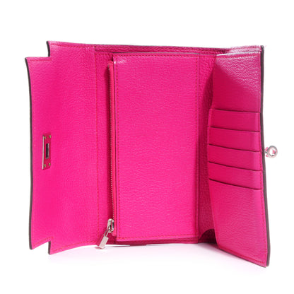 Hermes Chèvre Mysore Medium Kelly Wallet Rose Shocking 5 of 9